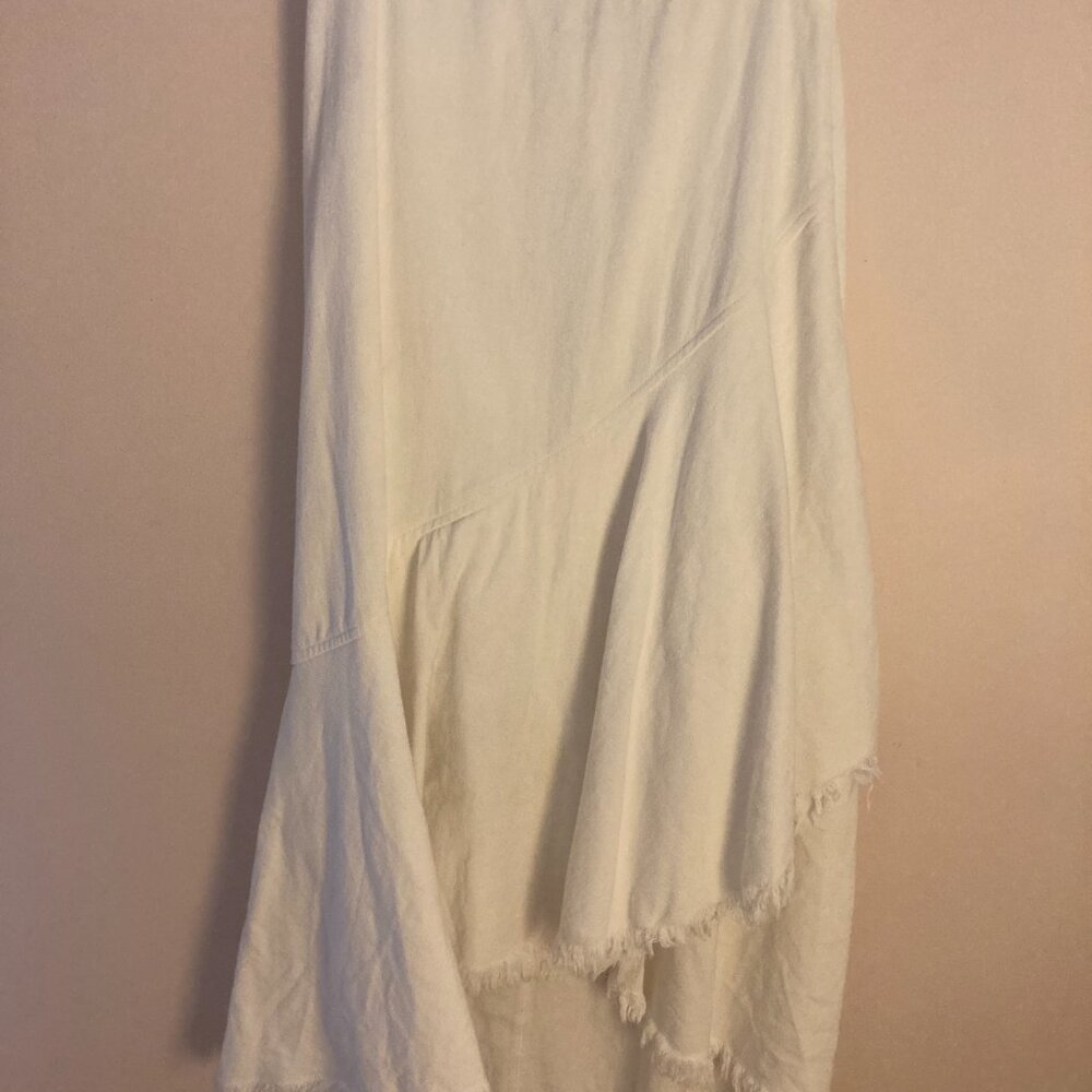 white denim fringe skirt